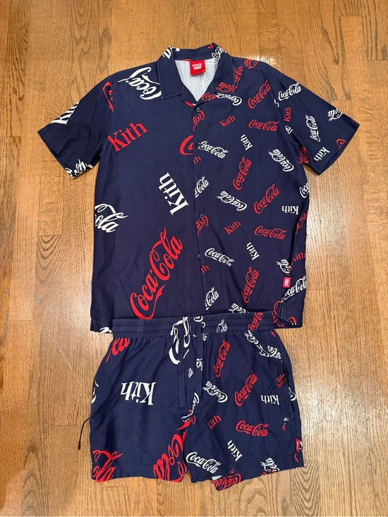 Kith Other - Kith Navy Red White Coca-Cola Logo Short Sleeve Shirt and Shorts Set
